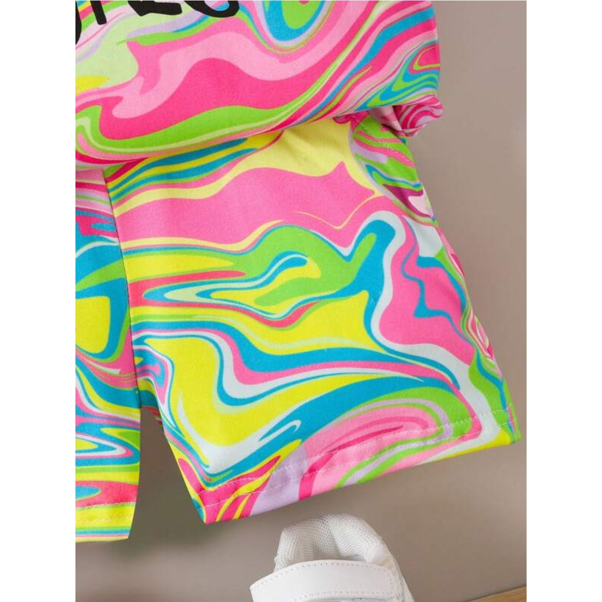 Venutaloza Kids Fluid & Slogan Graphic T-Shirt & Shorts Two Piece Set For Boys.