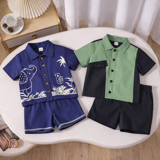 2-Pc Baby Set Animal & Bear (Combo Pack Of 2) Shirt & Shorts Set For Boy & Girls.