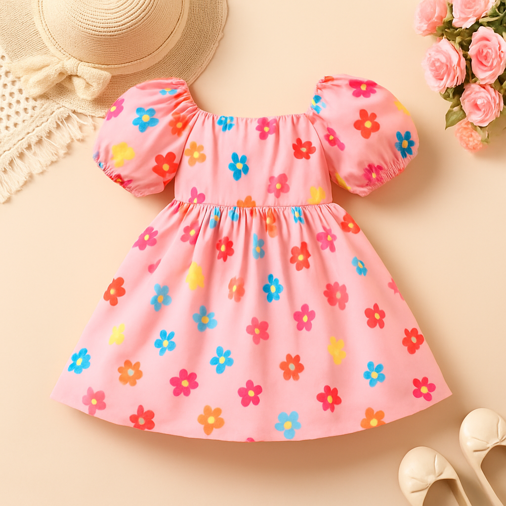 Baby Girl's Florl & Rainbow Frocks (Combo Pack Of 2) For Girl's.