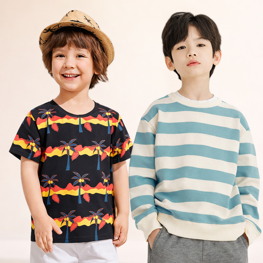 Venutaloza Boy Tree & Stripe (Combo Pack of 2) T-shirt For Boys & Girls.