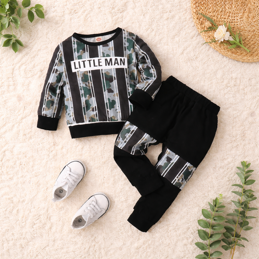Venutaloza Baby Set Stripred Print Graphic Pent T-shirt & Pants For Boys.