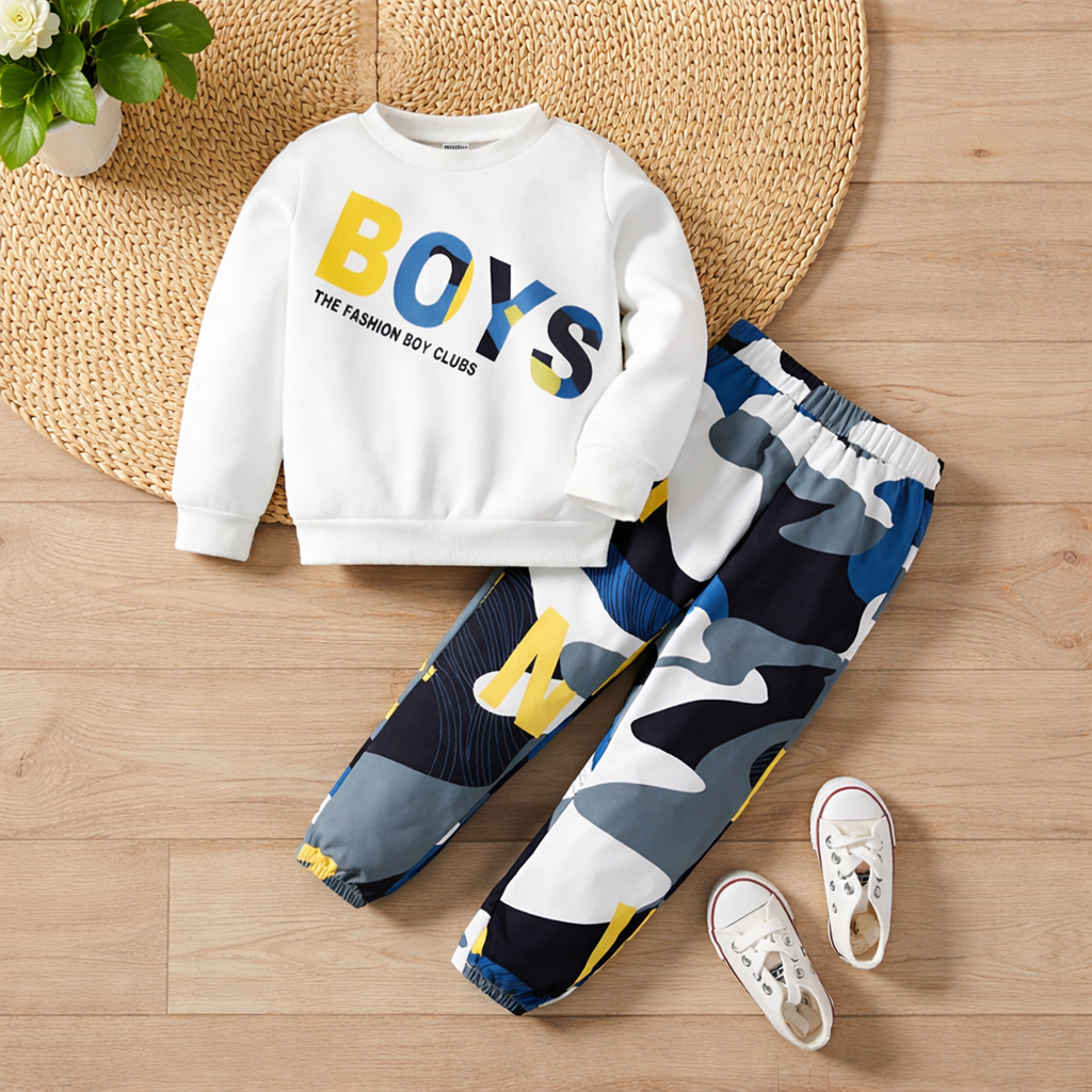Venutaloza Toddler Boys Graphic Pullover & Cami Pent T-shirt & Pants.