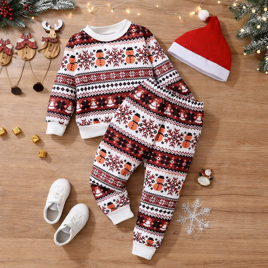 Venutaloza Toddler Boys Thermal Crew Neck Long Sleeve Print T-shirt & Pants Two Piece Set For Boys.