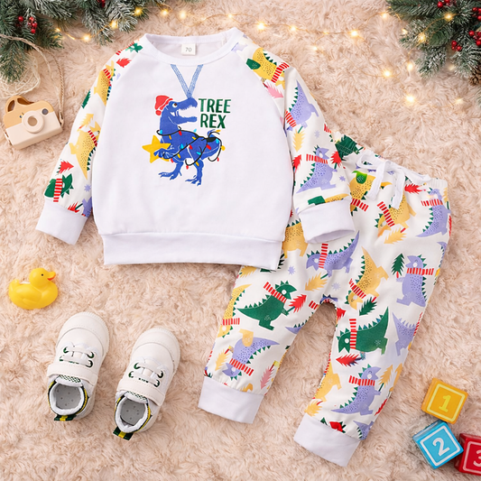 Venutaloza Baby Boys Cartoon Sleeve Autumm Trousers Long Pullover Print T-shirt & Pants..