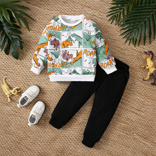 Venutaloza Baby Set Dinosaur & Letter Graphic Print & Cami T-shirt & Pants.
