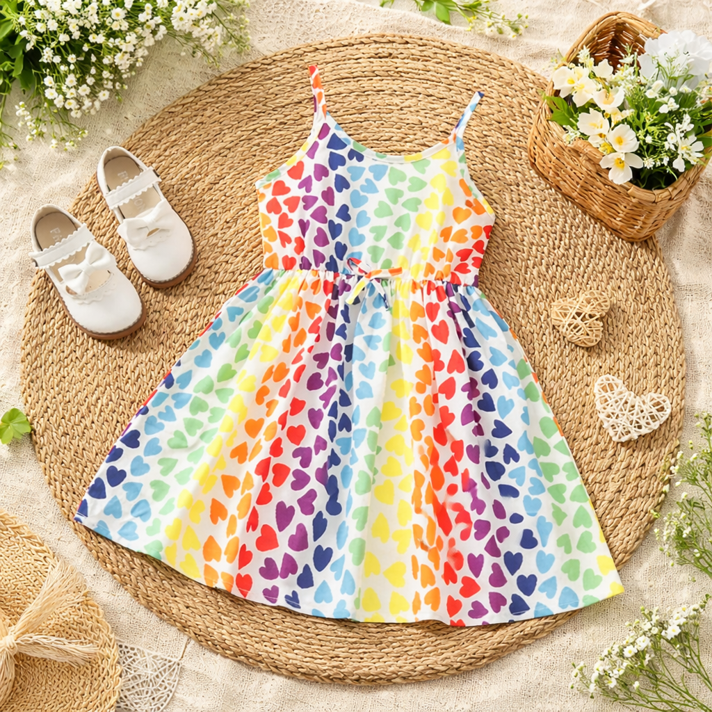 Venutaloza Kids Stylish Heart Design Ruffle Trim Frocks & Dresses for Baby Girl.
