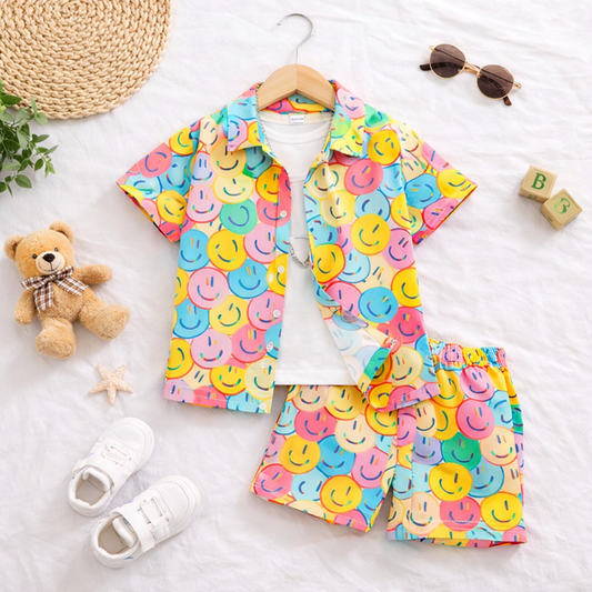 Venutaloza Kids Allover ExpressionShirt & Shorts Without tee Two Piece Set.