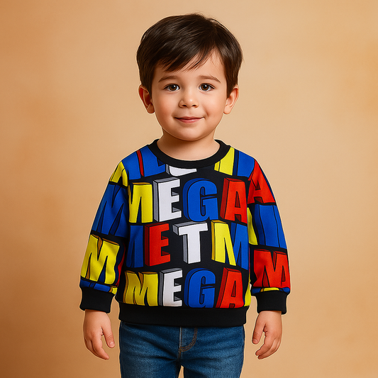 Venutaloza Letters Stripe Full Sleeve Round Nick Tee T-Shirt For Boy's & Girl's.