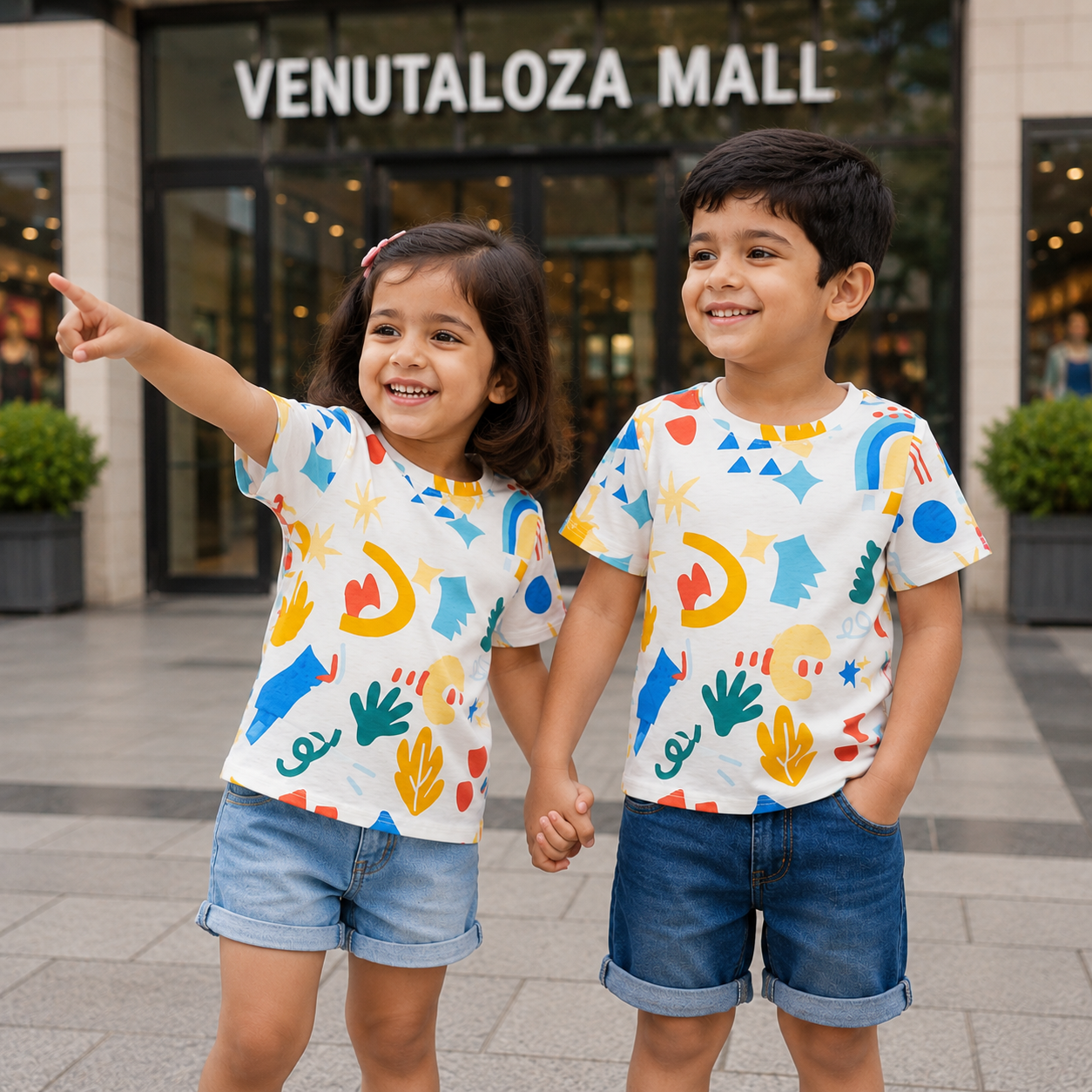 Venutaloza Cartoon Graphic Tee T-Shirt For Baby Girl's.