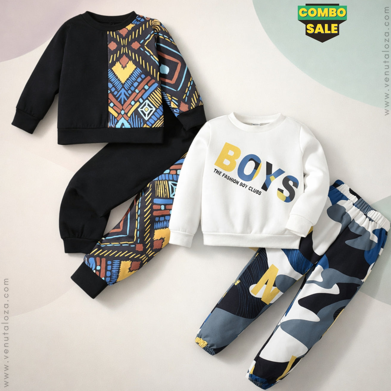 Baby Set Black Graphic Print & Color-Block Letter (Combo Pack Of 2) T-Shirt & Pants.