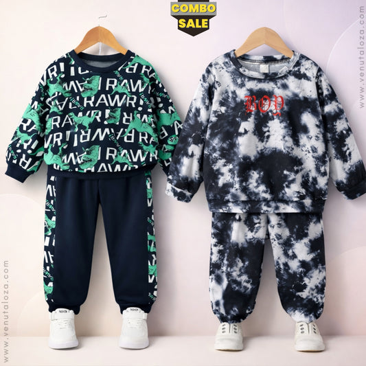 Baby Set Graphic Print & Colorblock Multicolor (Combo Pack Of 2) T-Shirt & Pants.
