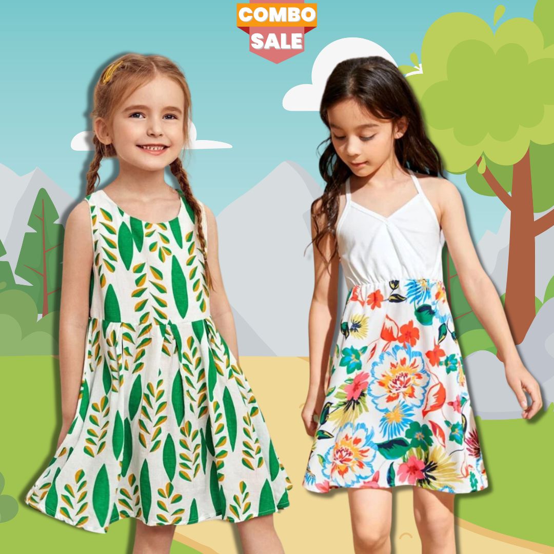 Kid's Stylish Designer Floral Tunic Dresses (Combo Pack Of 2) For Baby Girl.