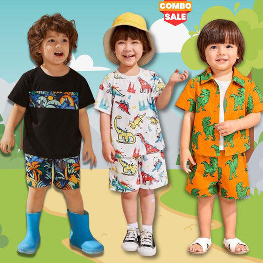 Venutaloza Stylish Baby Two Piece Set Shirt & Short And (Combo Pack Of 3) T-Shirt & Shorts.