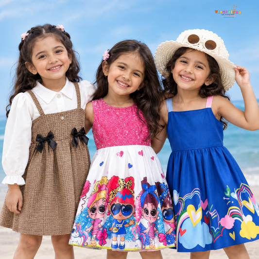Girls Premium Character Dress (Combo Pack Of 3) for Kids.