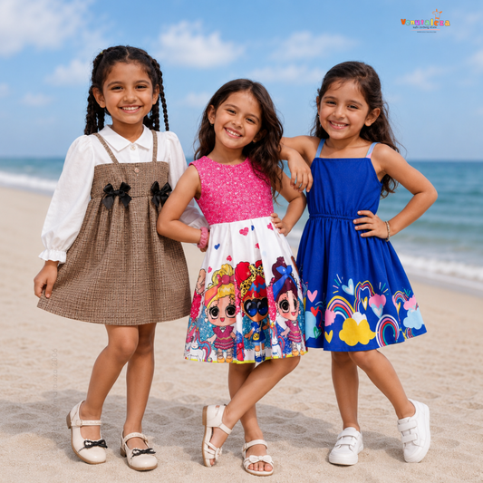 Girls Premium Character Dress (Combo Pack Of 3) for Kids.