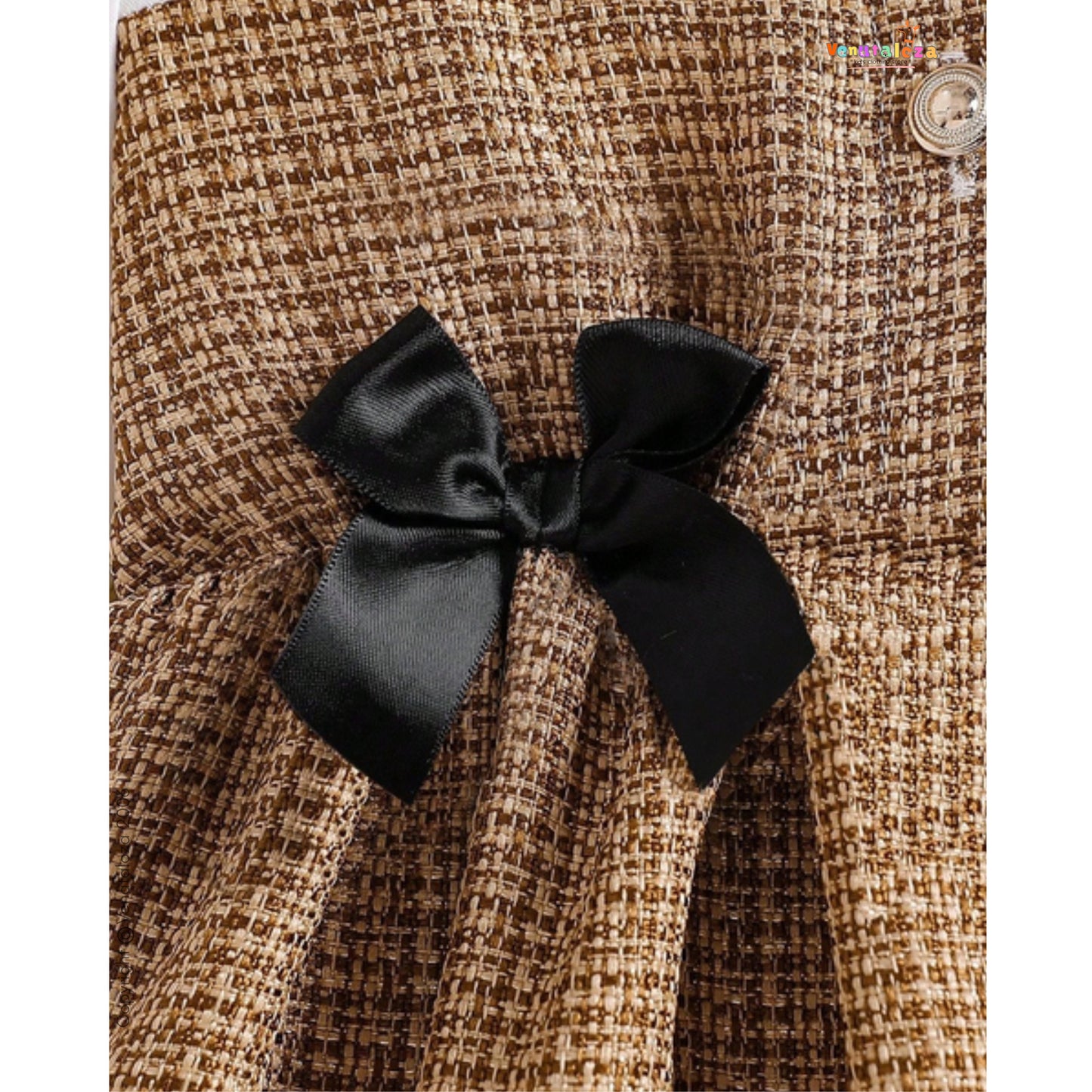 Baby Girls' Collared Puff Sleeve Classic A-Line Frock For Girls.