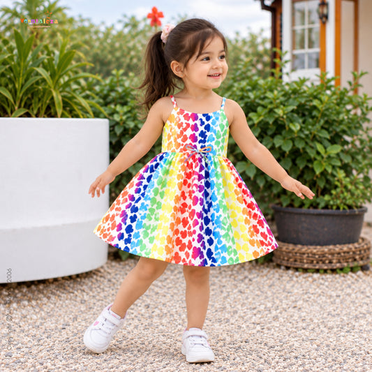 Kids Stylish Heart Design Ruffle Trim Frocks & Dresses for Baby Girl.