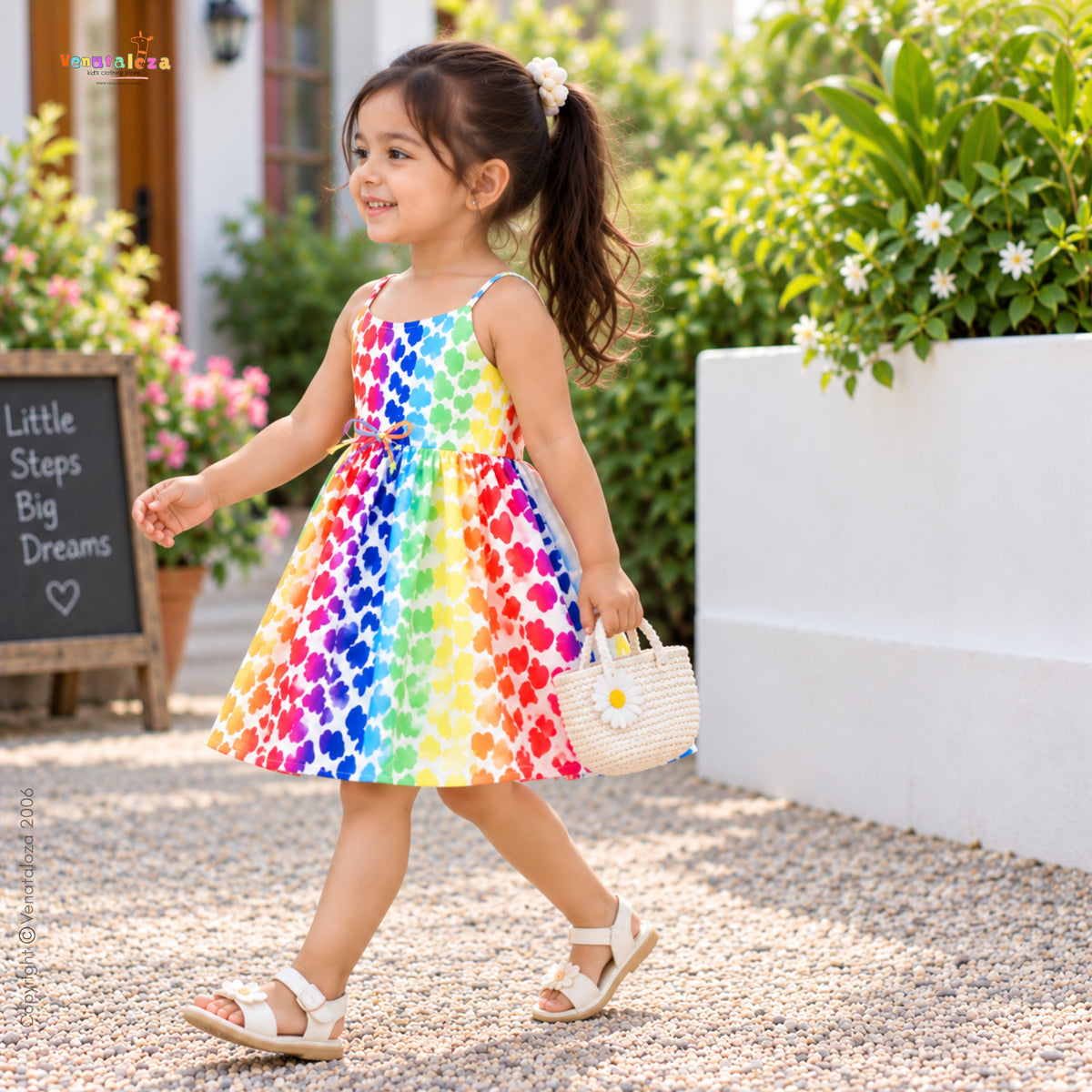 Kids Stylish Heart Design Ruffle Trim Frocks & Dresses for Baby Girl.