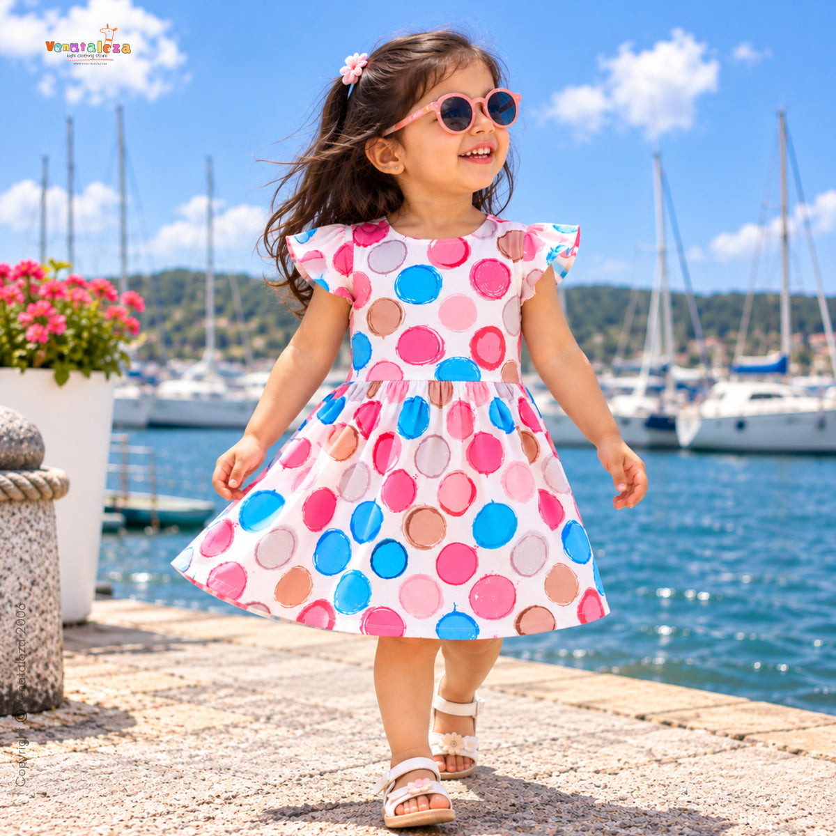 Kids New Fashion Multicolor Round Frock & Dress for Baby Girls.