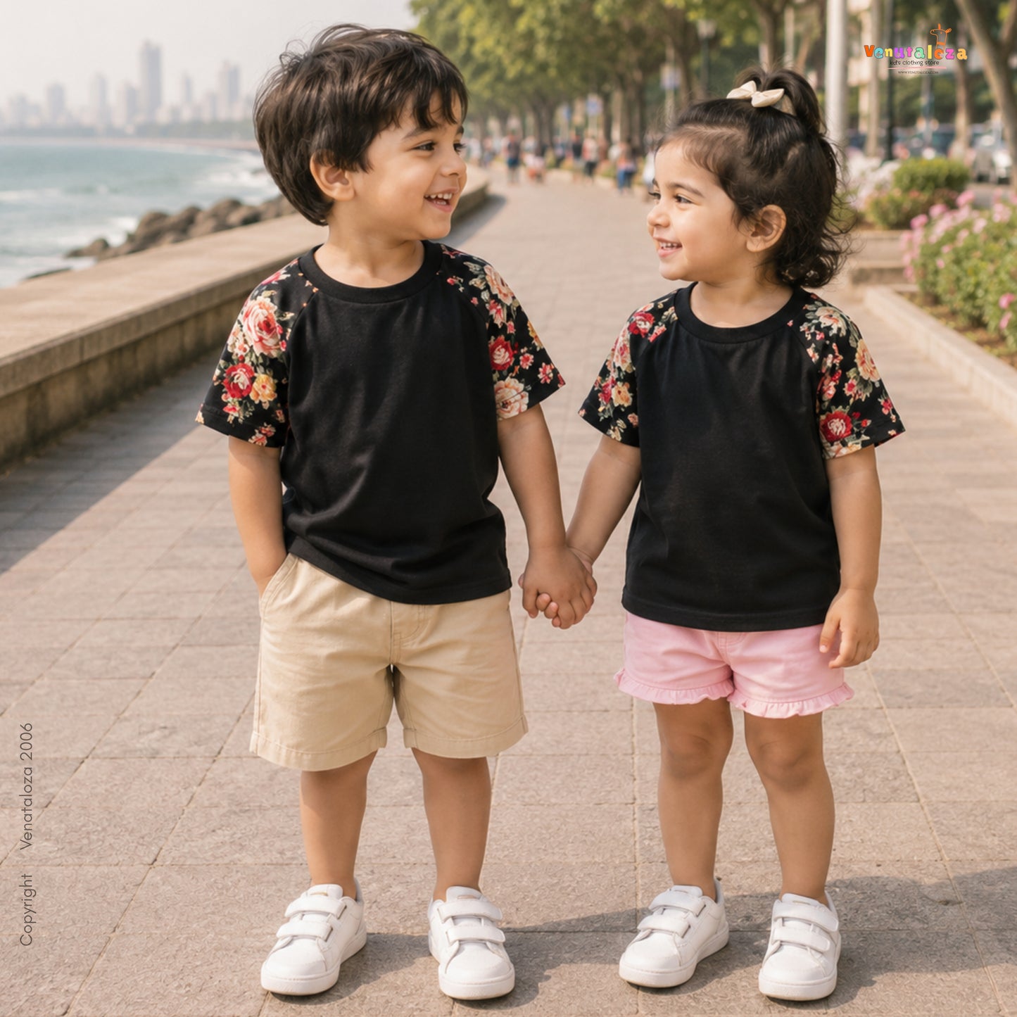 Venutaloza Floral Print Raglan Sleeve T-Shirt For Baby Girl's.