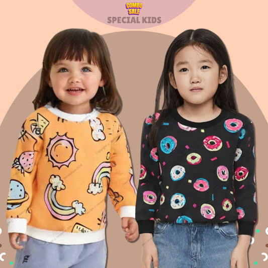 Venutaloza Multi_Patterns (Combo Pack of 2) T-shirt For Baby Girl.