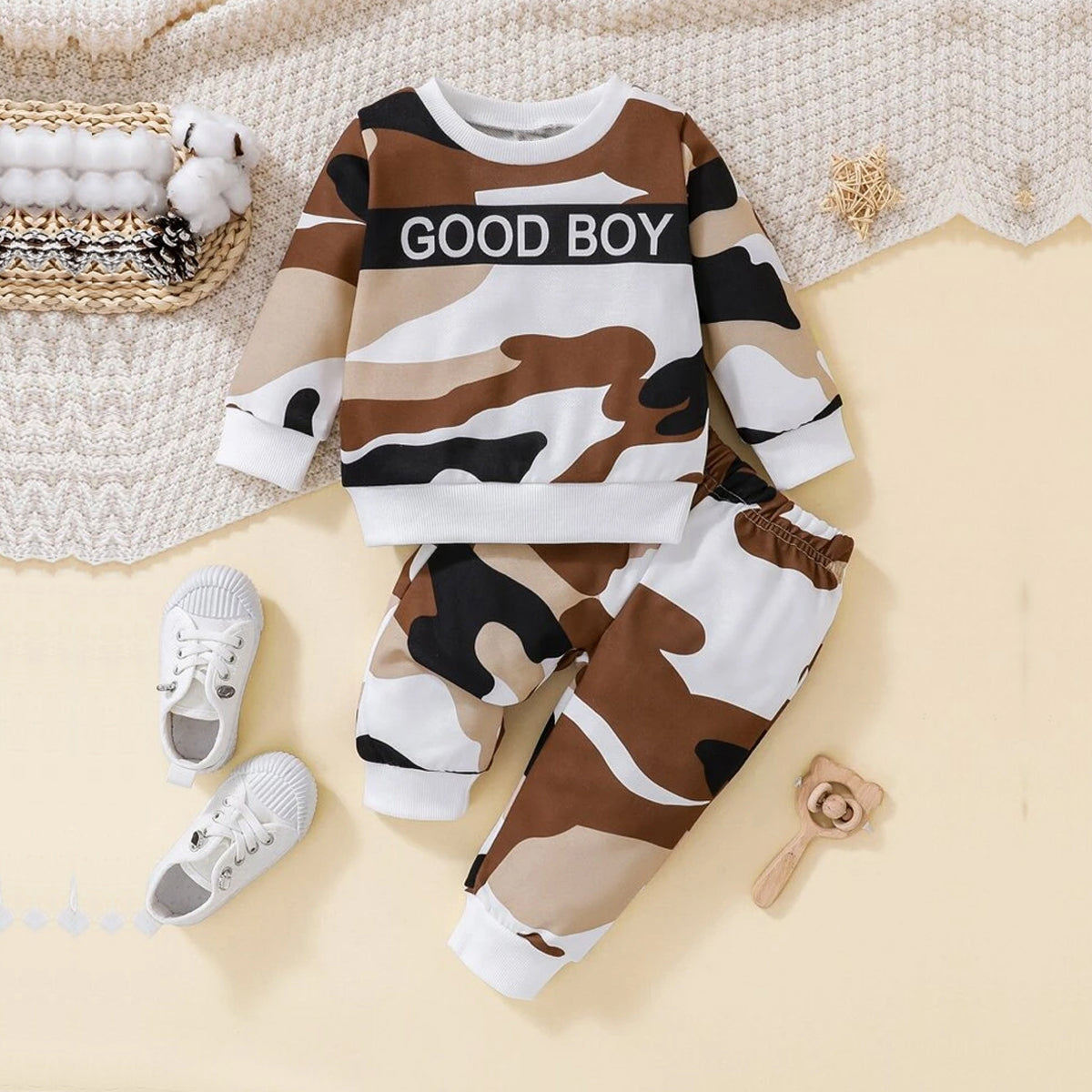 Venutaloza Stylish Baby Set Letters Graphic Print & Colorblock Good Boy (Combo Pack Of 2) T-Shirt & Pants.
