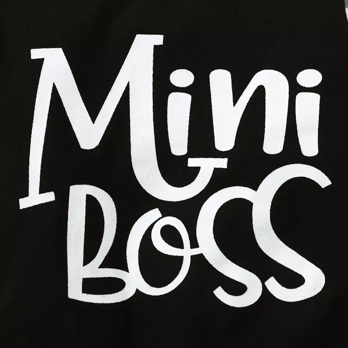 Venutaloz Toddler Boys Mini_Boss Letter Print Splice T-shirt & Pants.