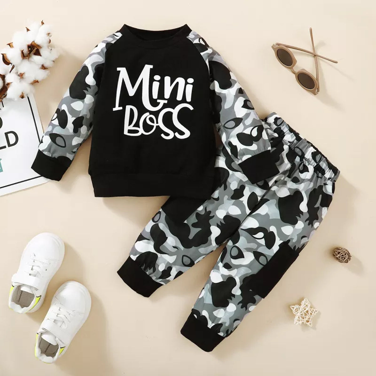 Venutaloza Stylish Baby Set Mini Boss & Letter Graphic & Multi Graphic (Combo Pack Of 3) T-Shirt & Pants.