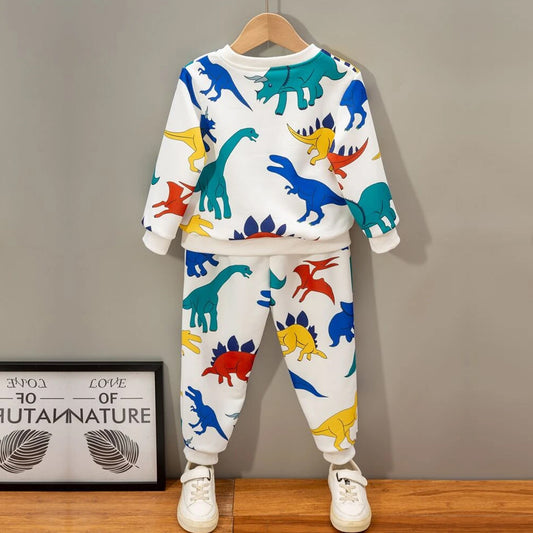 Venutaloza Toddler Boys Dinosaur Print Graphic Pullover & Cami Pent T-shirt & Pants.