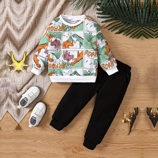 Venutaloza Baby Set Dinosaur & Letter Graphic Print & Cami T-shirt & Pants.