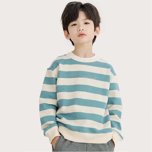 Venutaloza Full Sleeve Round Neck Stripe Tee T-Shirt For Boys.