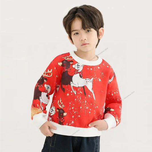 Venutaloza Boy's Reindeer Print Full Sleeve T-Shirt For Boy's & Girl's..