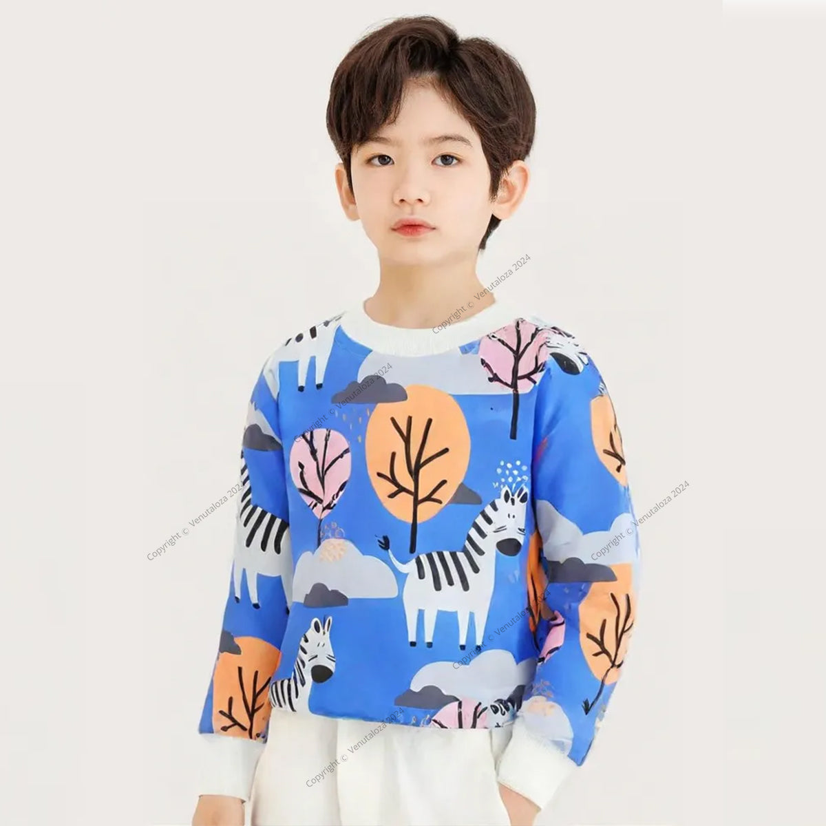 Venutaloza Boy's Animal & Tree Graphic Print Full Sleeve T-Shirt For Boy's & Girl's..