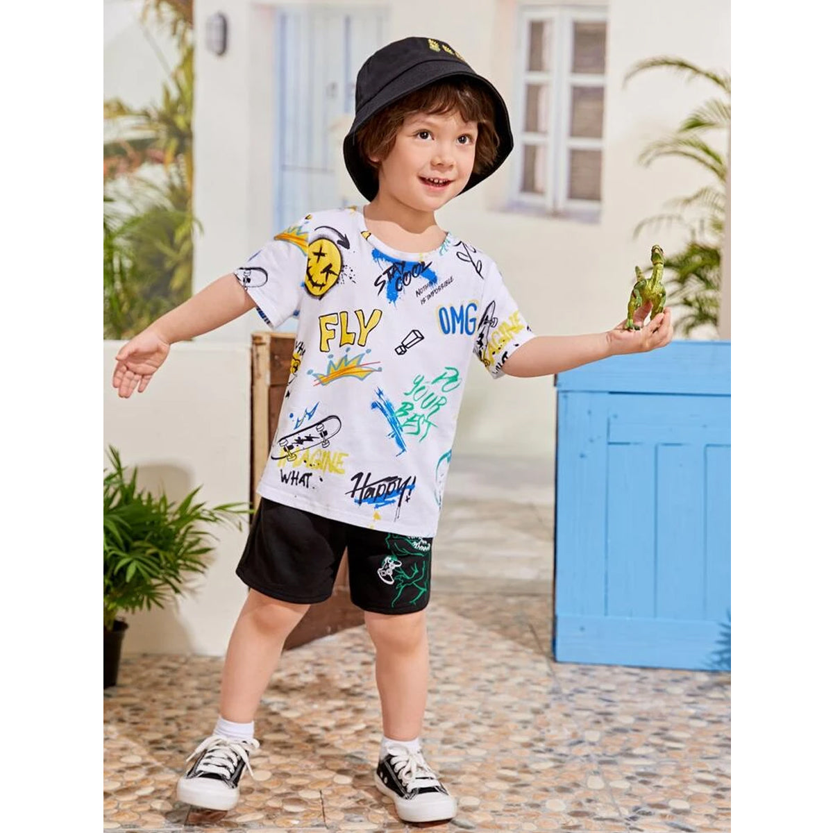 VENUTALOZA Boy's Letters Graphic & Cartoon Graphic (Combo Pack of 2) T-shirt For Boys & Girls..