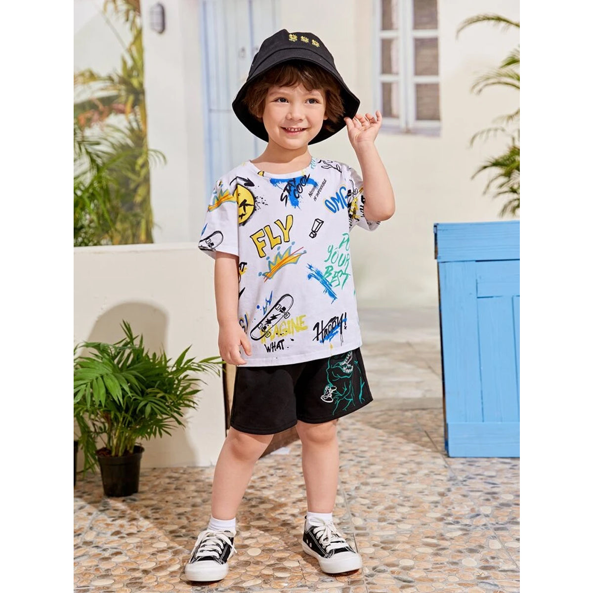 VENUTALOZA Boy's Letters Graphic & Cartoon Graphic (Combo Pack of 2) T-shirt For Boys & Girls..