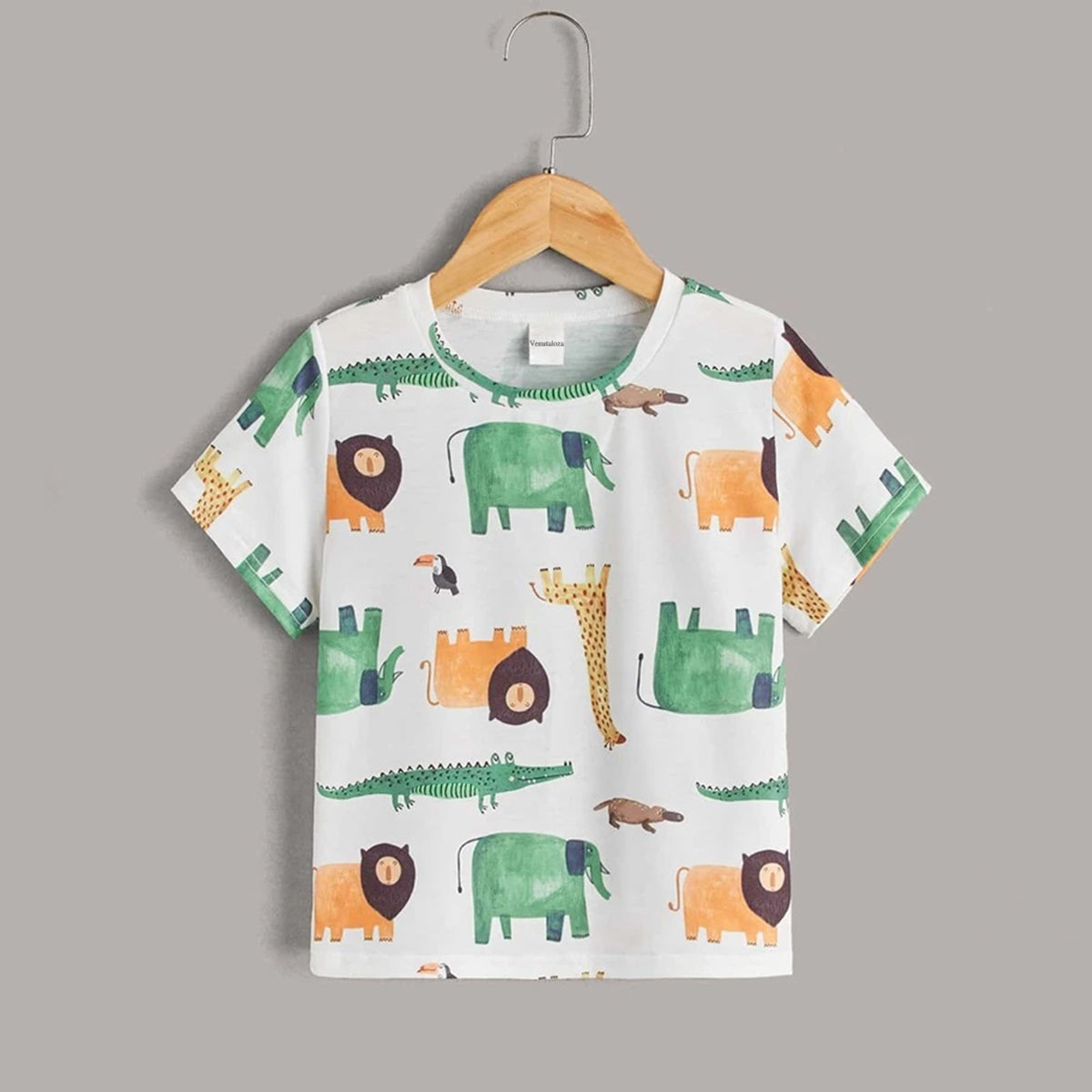 VENUTALOZA Boy's Rainbow Graphic & Animal Print (Combo Pack of 2) T-shirt For Boy's.