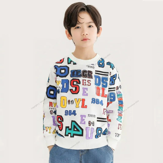 Venutaloza Toddler Boy's Letters Print Neck Color Block Full Sleeve T-Shirt For Boy's & Girl's..