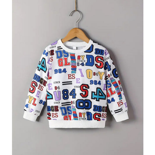 Venutaloza Letters Print Neck Color Block Full Sleeve T-Shirt For Baby Girl's.