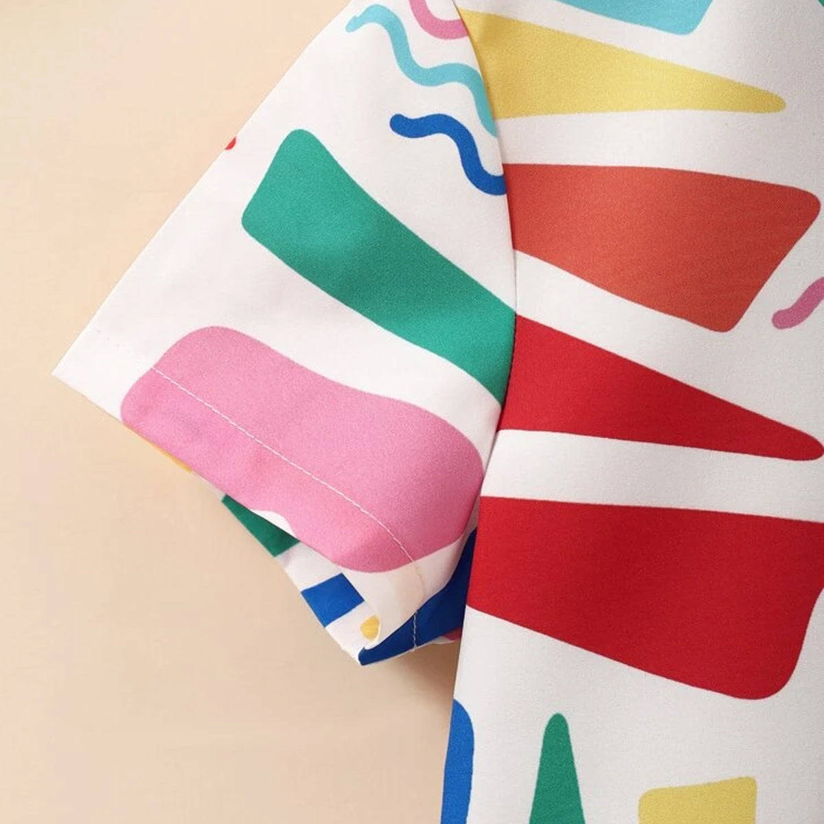 Venutaloza Boys Geometric Graphic Color-block Shirt For Boy.