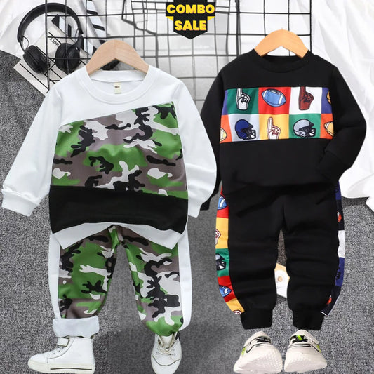 Venutaloza Stylish Baby Set Black Graphic Print & Colorblock Multicolor (Combo Pack Of 2) T-Shirt & Pants.