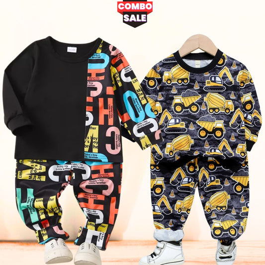 Venutaloza Baby Set Letter Graphic Print_Cami & Multicolor Car Color-Block Letter (Combo Pack Of 2) T-shirt & Pants..