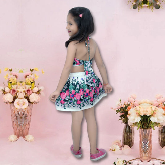 BabyGirl's Stylish Floral Designer Top & Shorts For Kids.