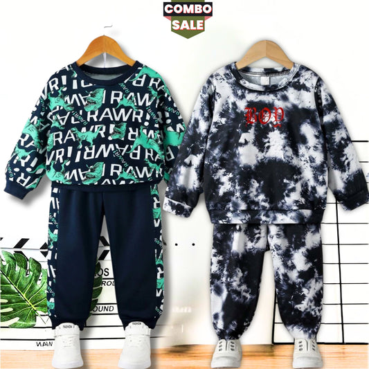 Venutaloza Stylish Baby Set Graphic Print & Colorblock Multicolor (Combo Pack Of 2) T-Shirt & Pants.