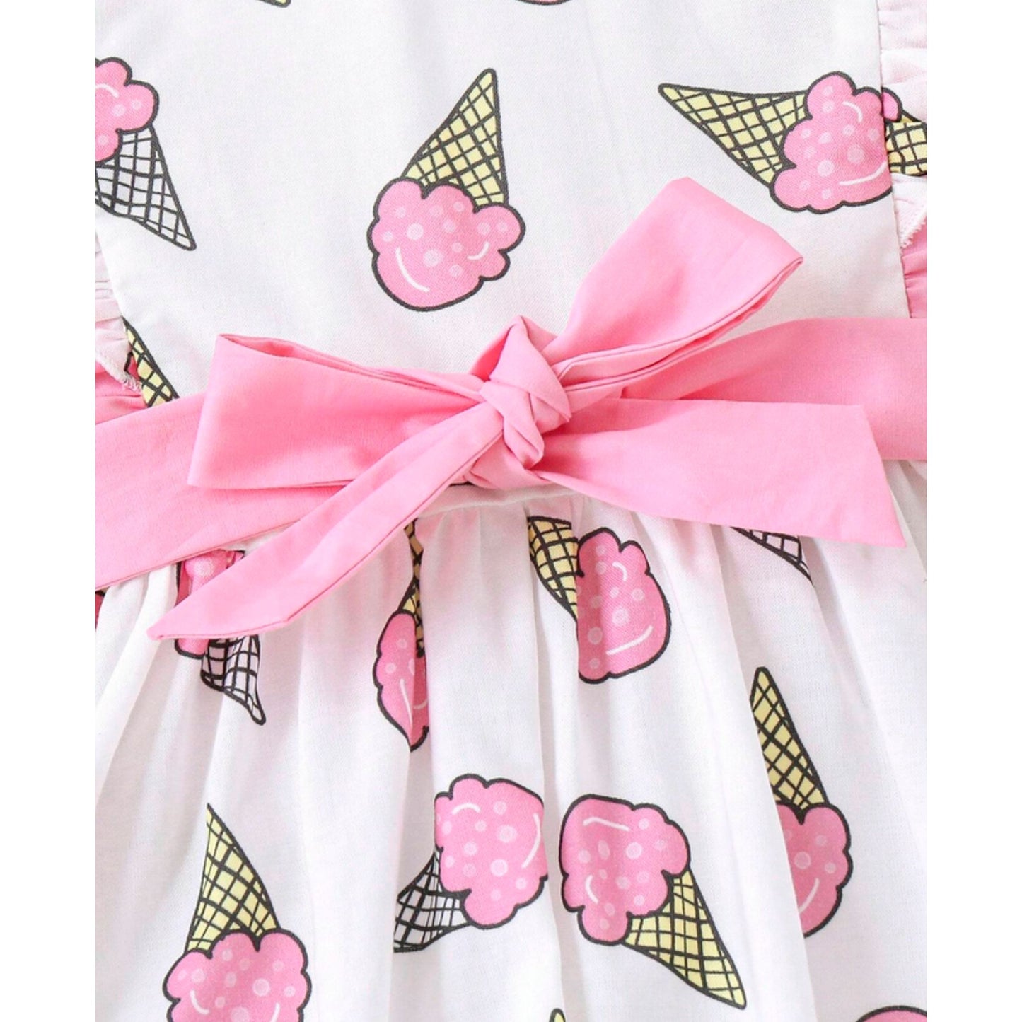 Baby Ice cream designer Dress With Bowknot Decoration For Girls.