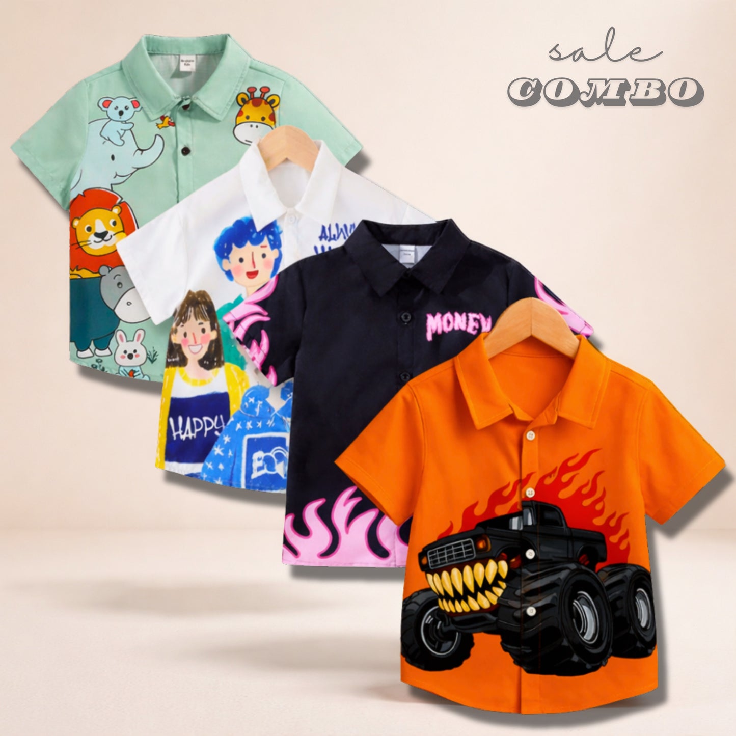 Venutaloza Stylish Designer Button Front (Combo pack For 4) Shirt For Boy.