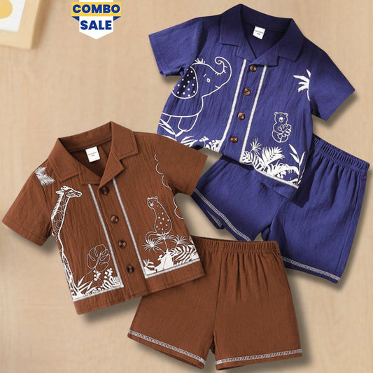 Venutaloza Baby Set Fashionable (Combo Pack Of 2) Shirt & Shorts Two Piece Set For Boy & Girls.