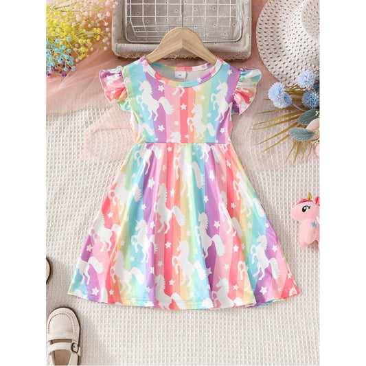 Babydoll New Fashion Horse Lining Multicolor Frocks & Dresses for Baby Girls.