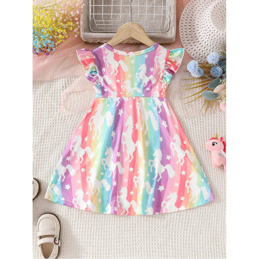 Babydoll New Fashion Horse Lining Multicolor Frocks & Dresses for Baby Girls.