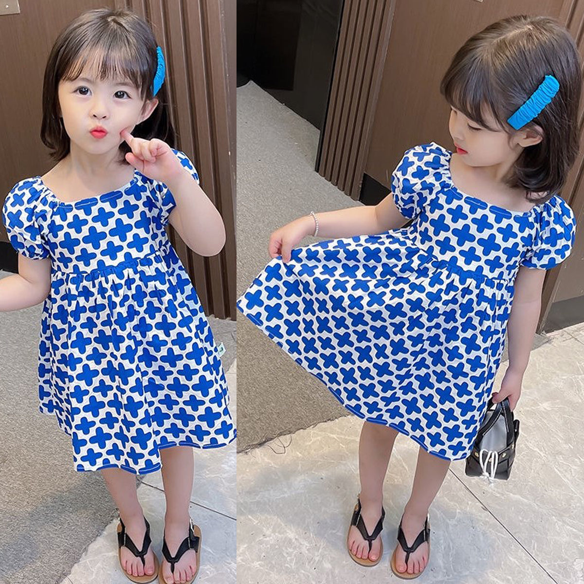 Baby Girl Cotton Blue Mark Designer Frocks & Dresses for Kids.