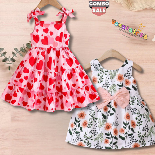 Baby Floral & Heart's Dress (Combo Pack Of 2) For Girl's.